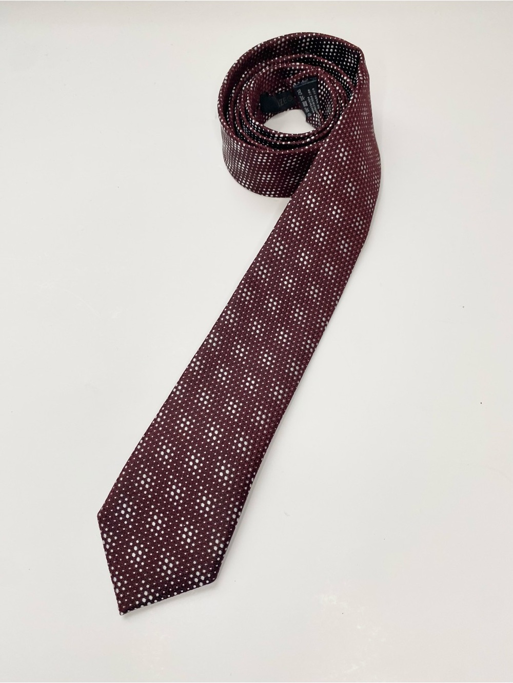 Zegna Burgundy with White Dot Silk and Polyester Tie
